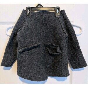 Spain Tocoto Vintage 100% Virgin Wool Button Up UNISEX Kids Coat Jacket Size 4-5